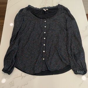 Anthropologie Dolan Marilyn Animal Print Contrast Blouse | XS